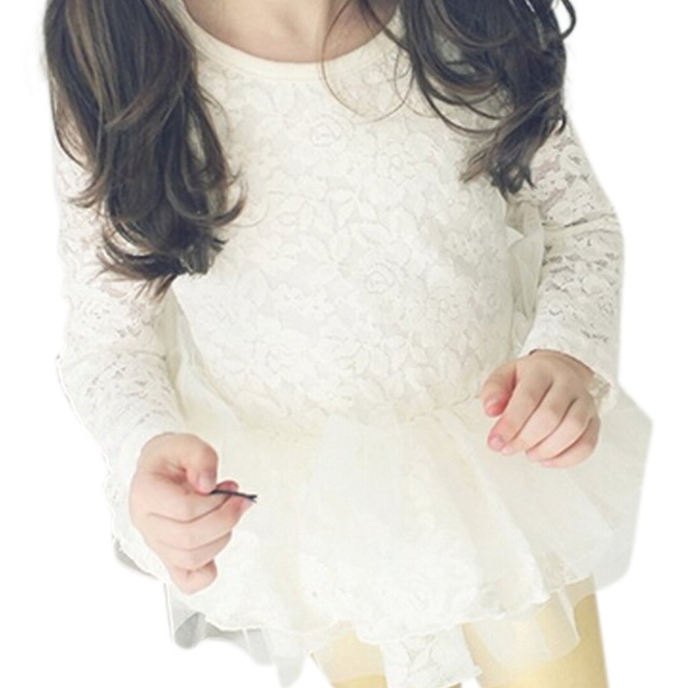 Little Girl's Lace Tulle Top White